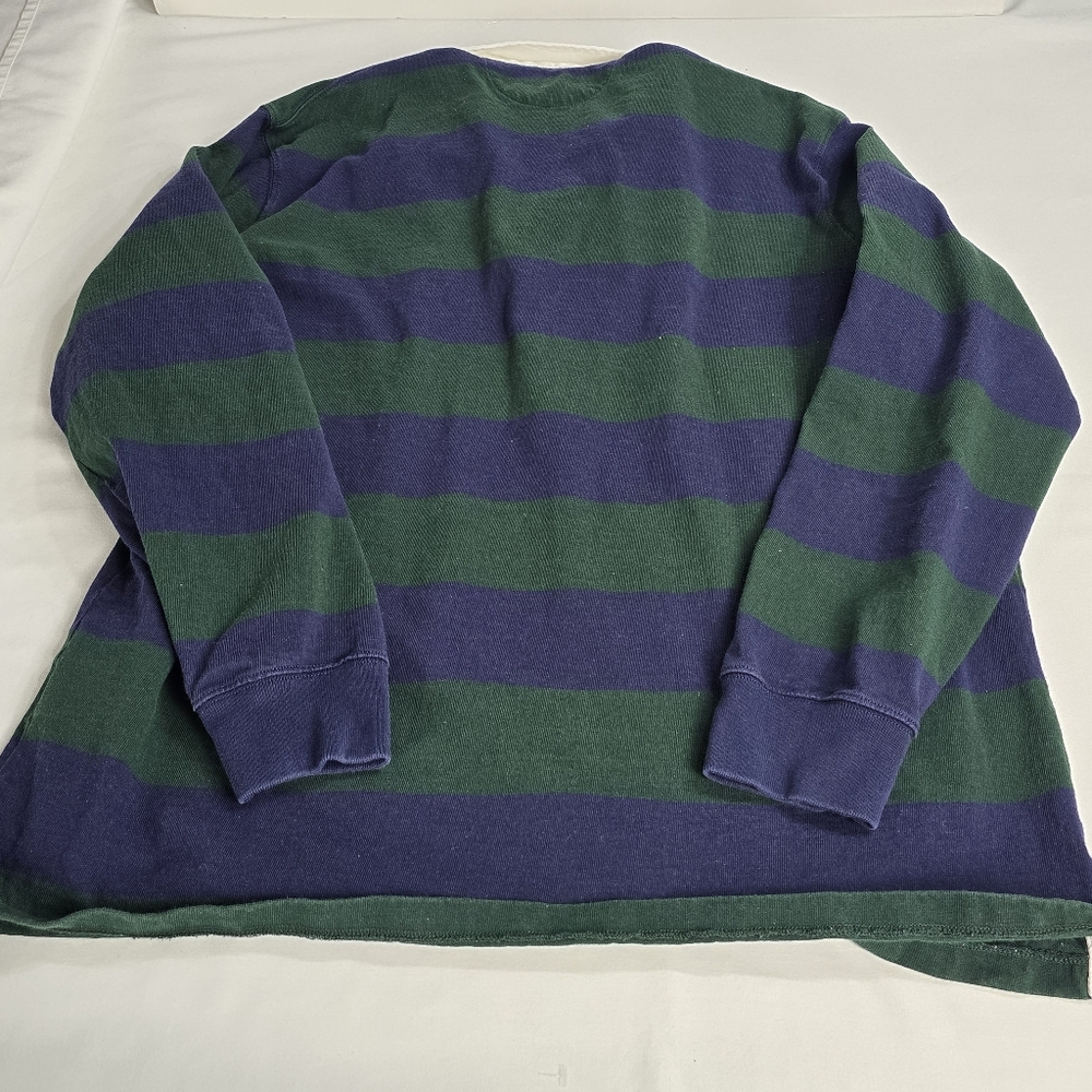 Polo Ralph Lauren Iconic Rugby Striped Collared Shirt XL Green Blue - Picture 7 of 7